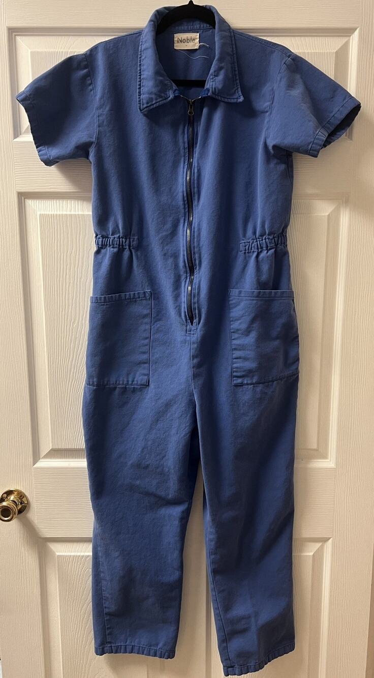 Noble Blue Zip Up Utility Jumpsuit with Pockets - Size Medium